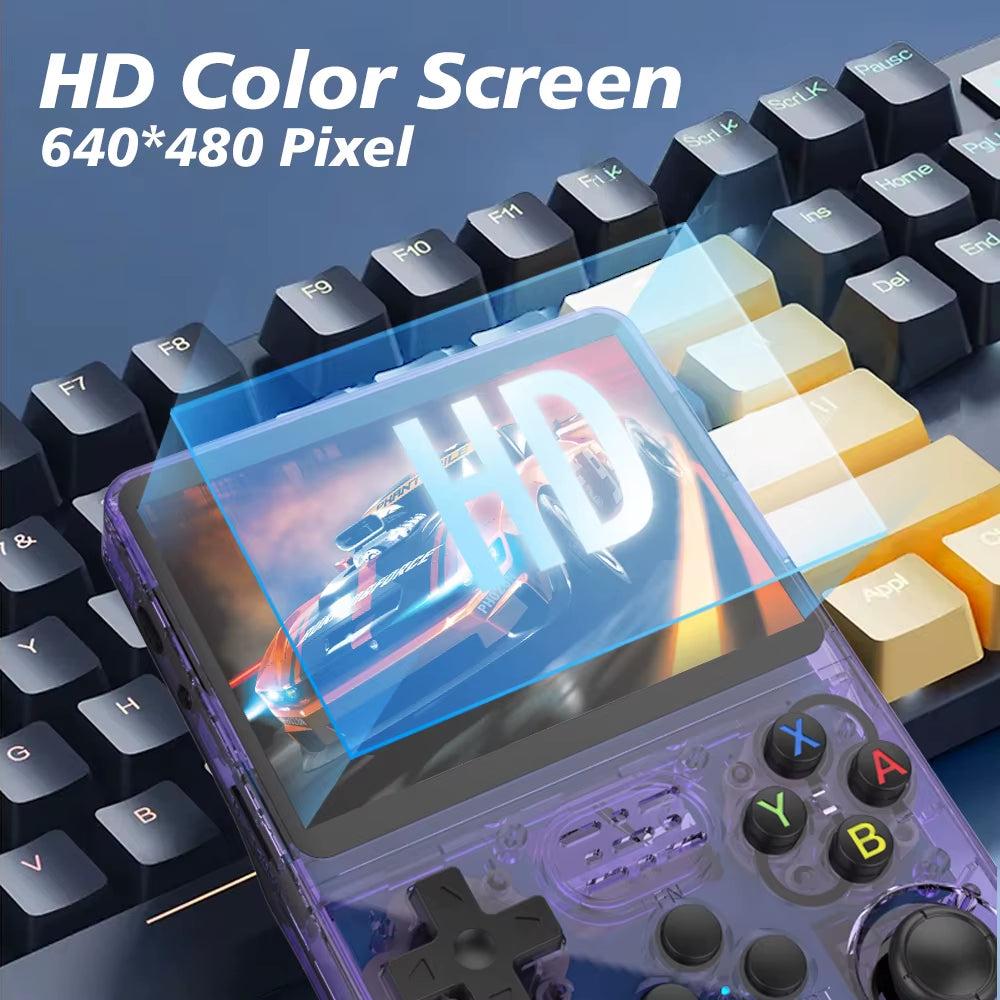 R36S Retro Video Handheld Game Console Linux System 3.5 in IPS Screen 3000Mah Battery 64G/128G TF Card Preinstalled Games